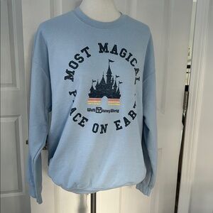 Cute and Cozy Light Blue Disney World Crewneck Sweatshirt